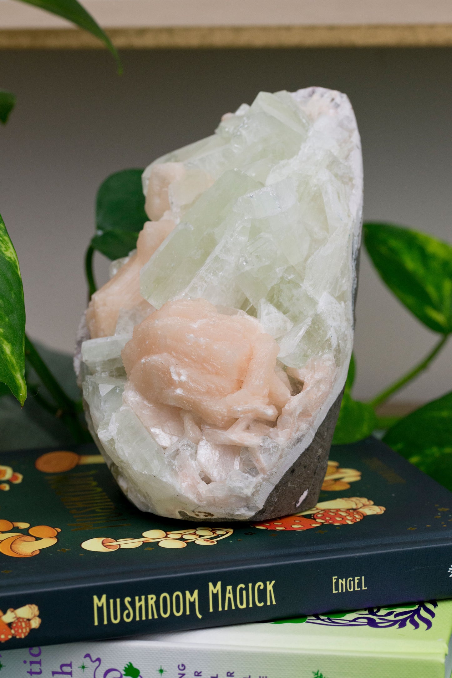 Zeolite X Green Apophyllite X Peach Stilbite | Cluster