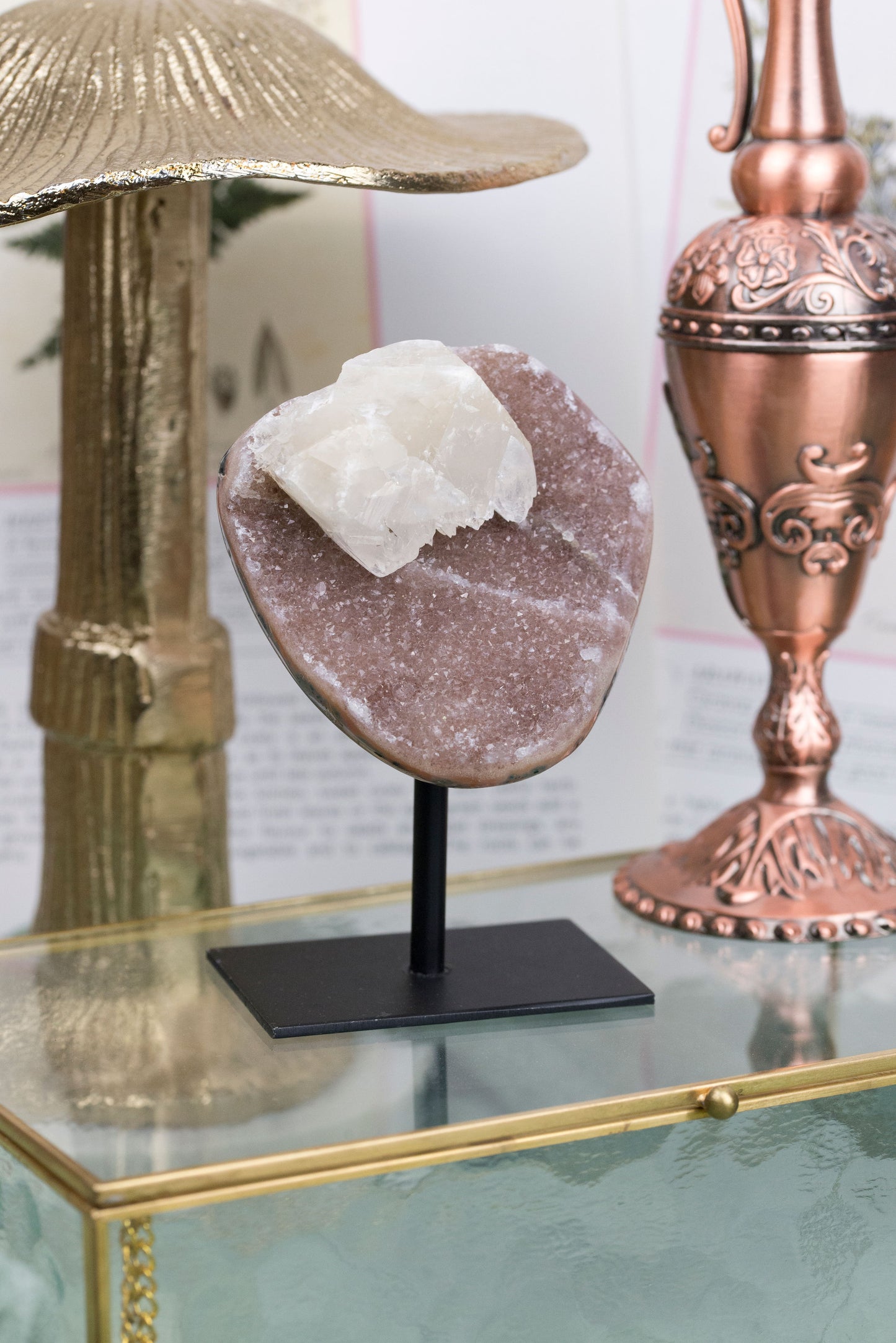 Rainbow Amethyst X Calcite | Half Geode