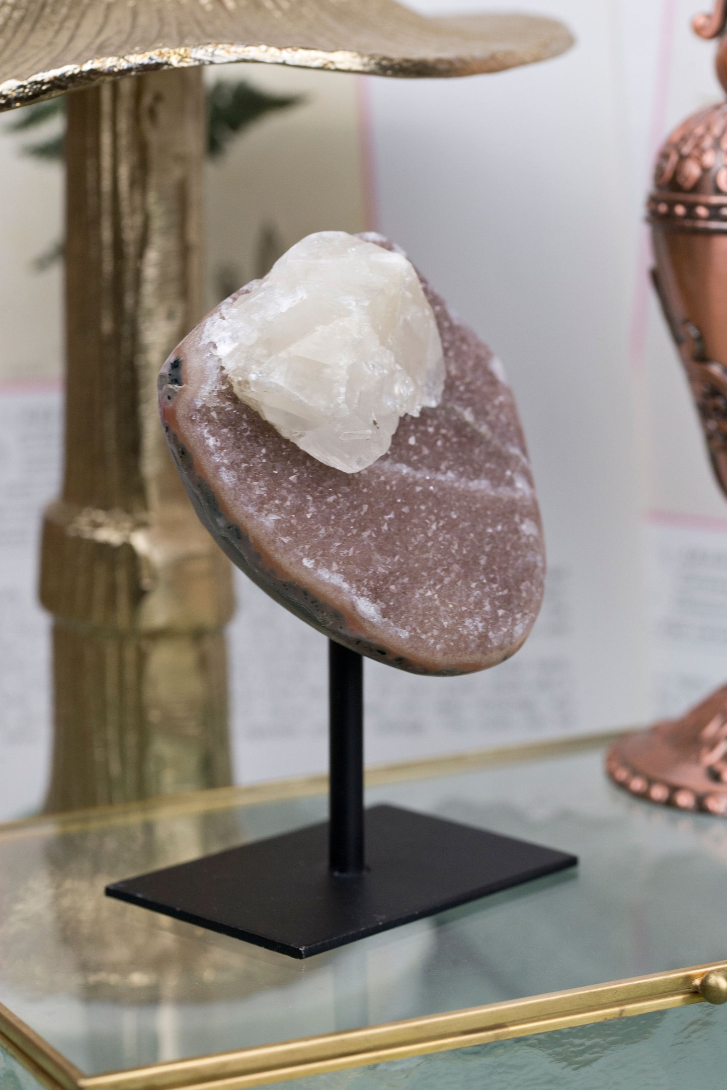 Rainbow Amethyst X Calcite | Half Geode
