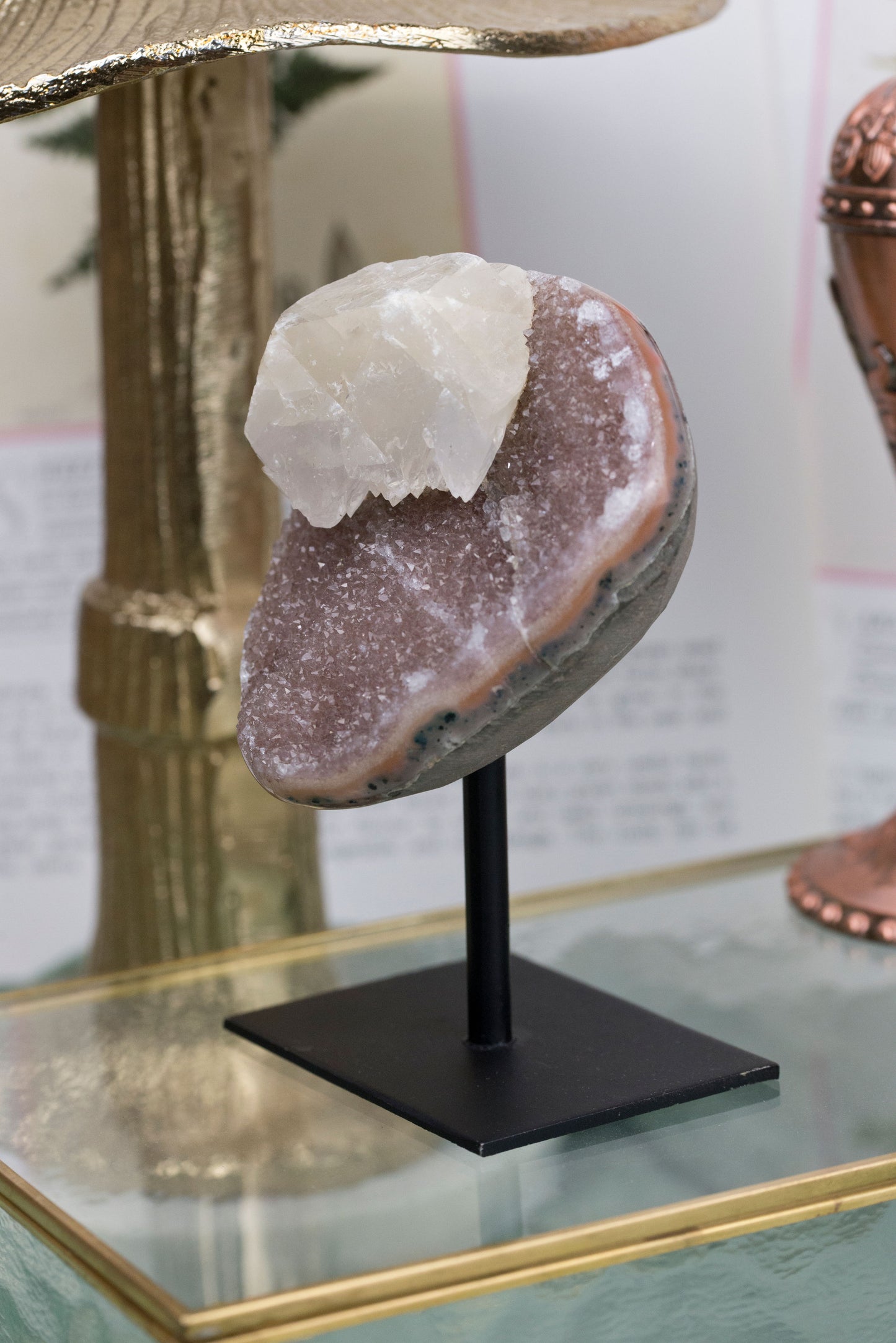 Rainbow Amethyst X Calcite | Half Geode
