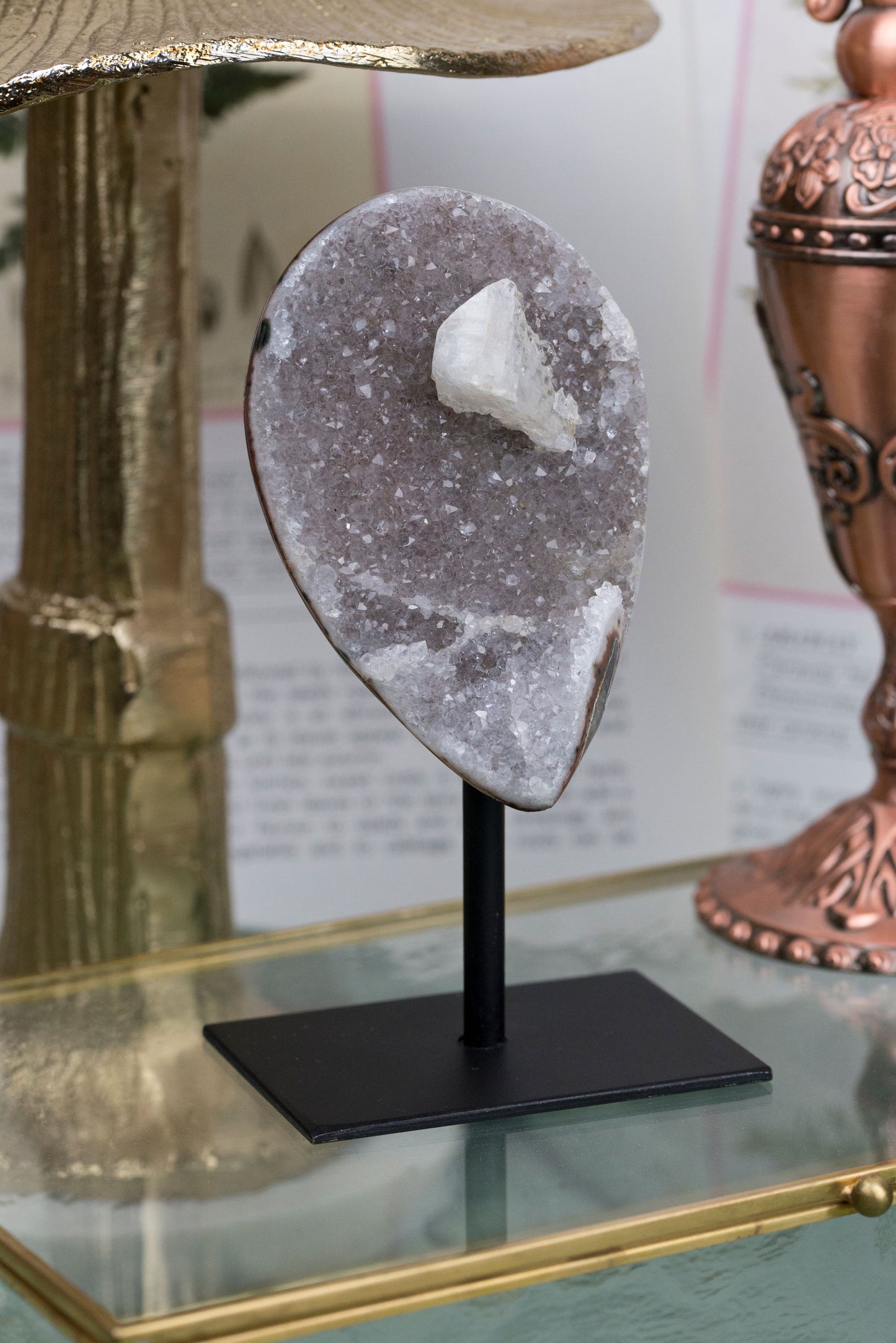 Rainbow Amethyst X Calcite | Half Geode
