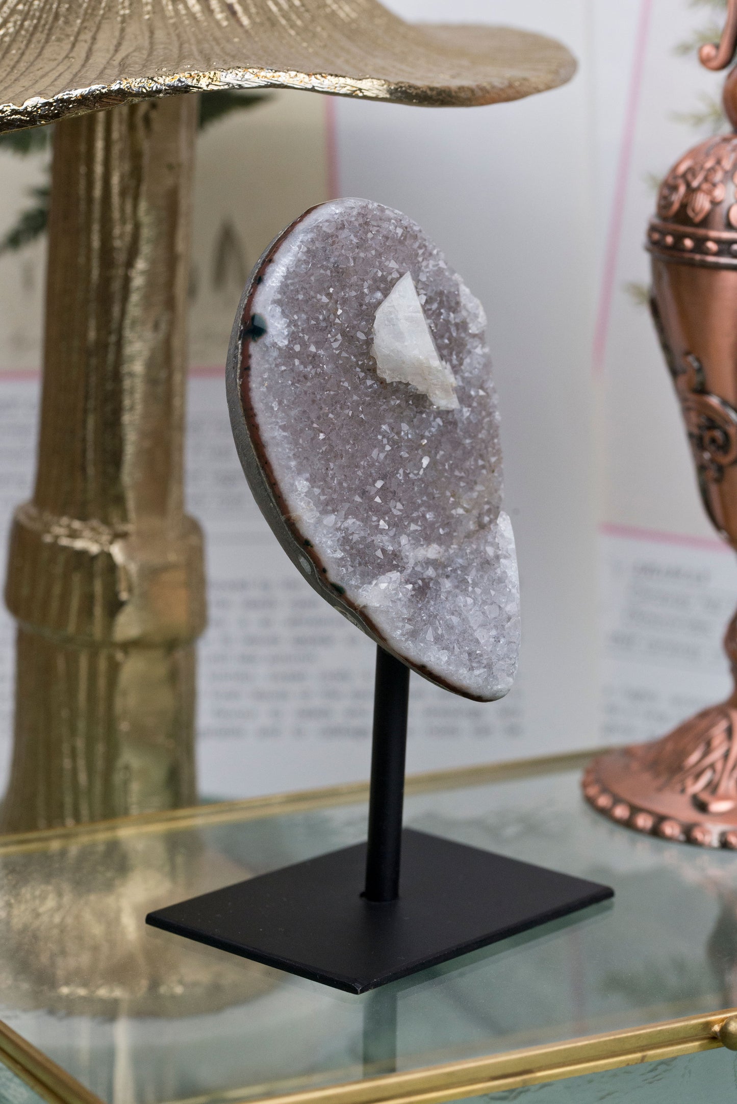 Rainbow Amethyst X Calcite | Half Geode