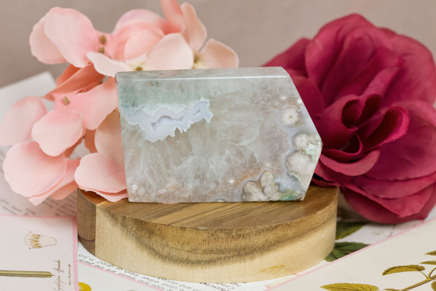 Green Quartz x Flower Agate | Slabs