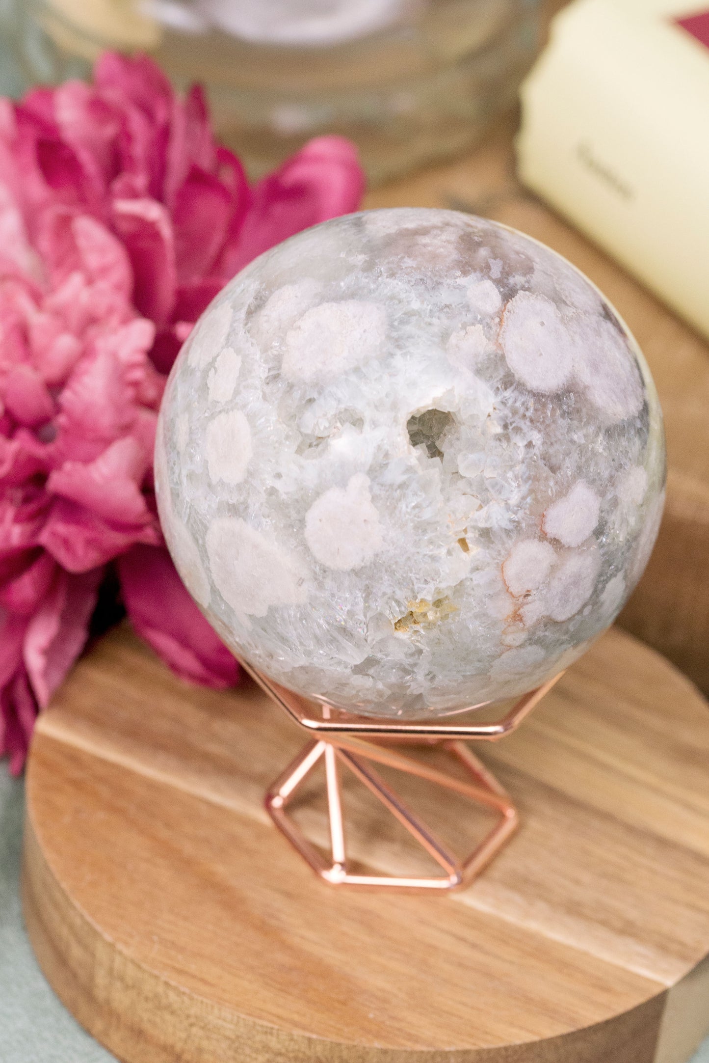 Green Quartz X Flower Agate | Sphere