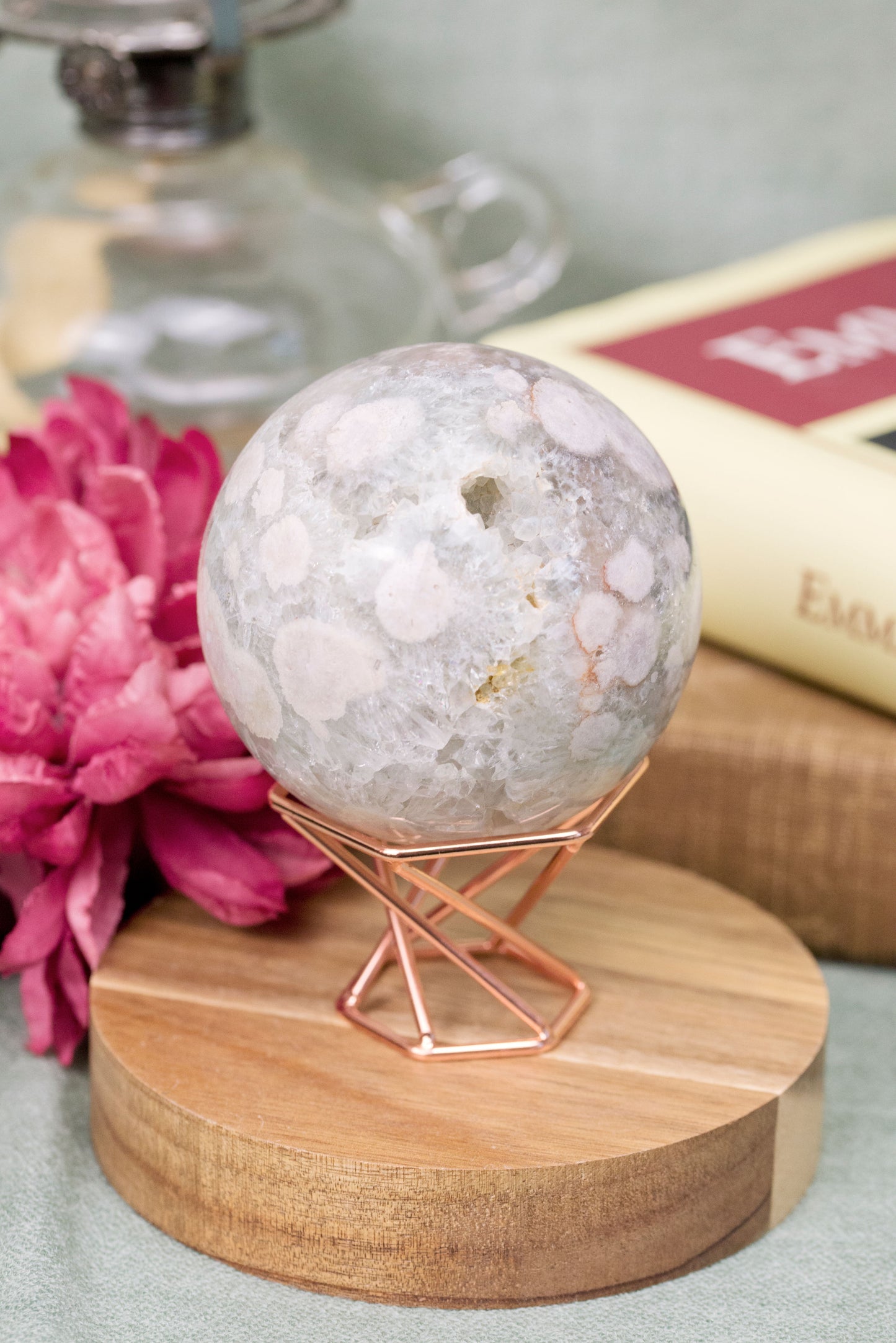 Green Quartz X Flower Agate | Sphere