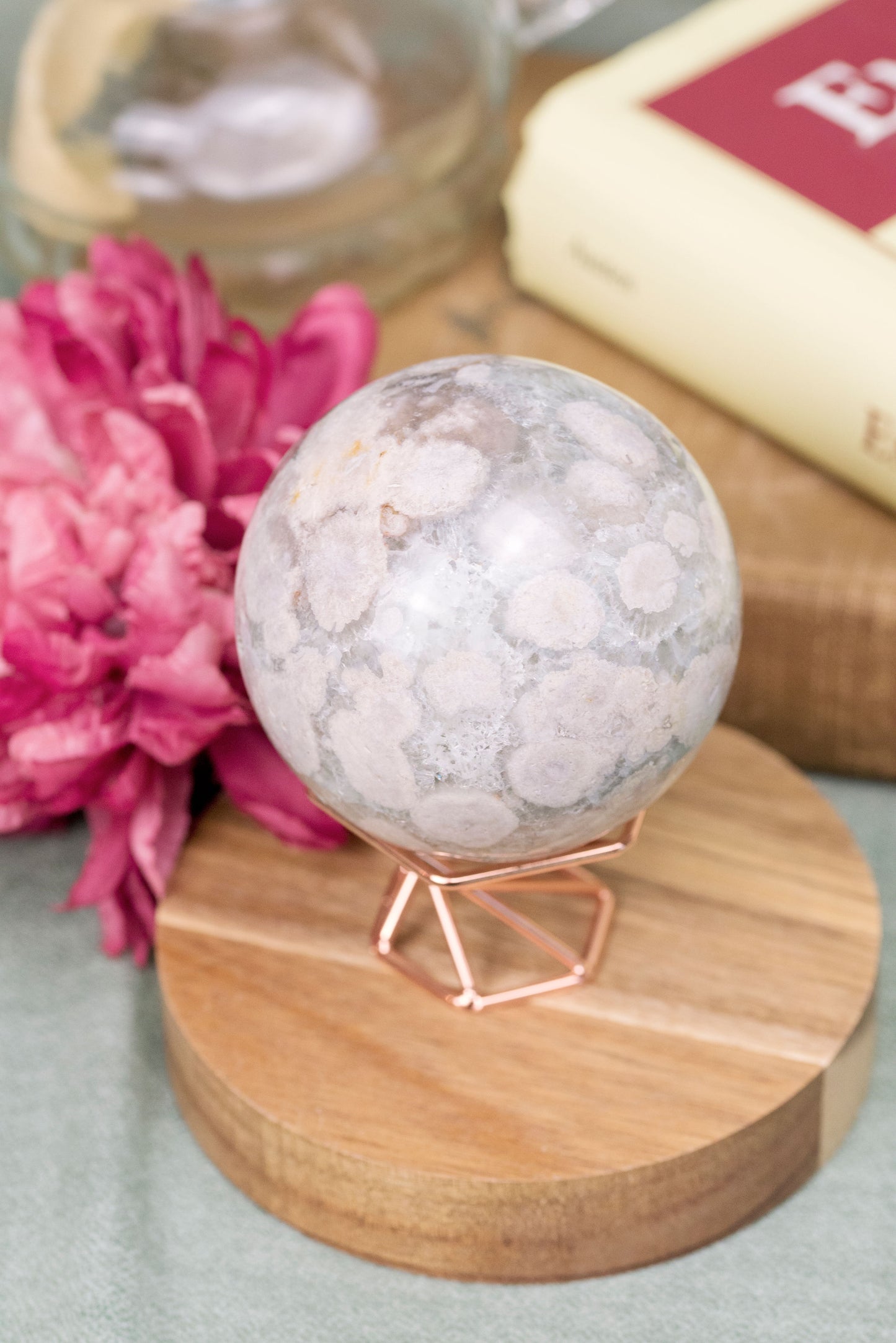 Green Quartz X Flower Agate | Sphere