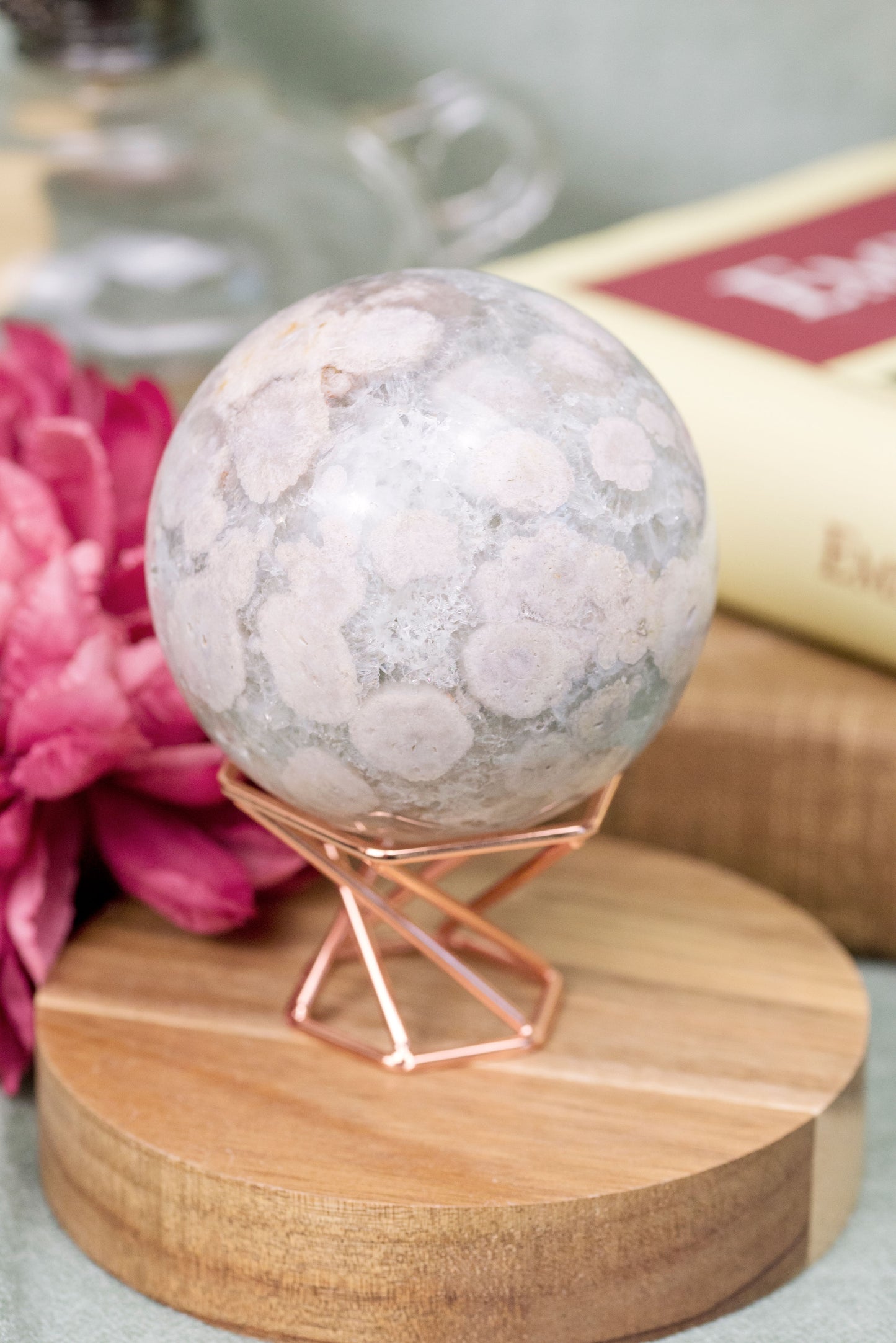 Green Quartz X Flower Agate | Sphere