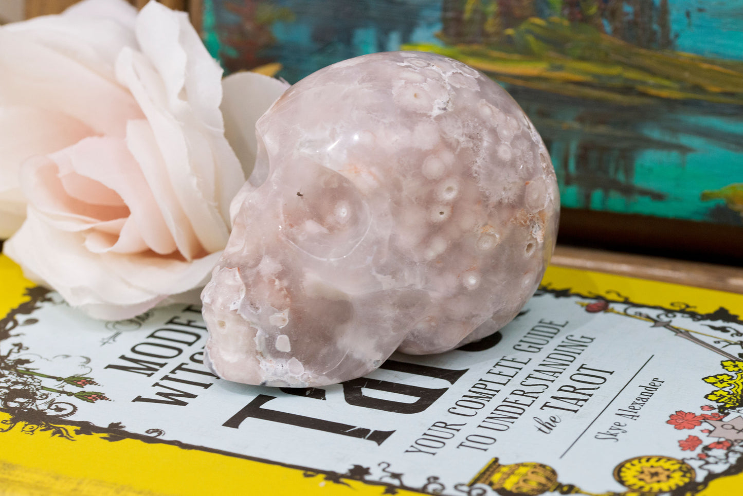 Flower Agate x Quartz | Skull