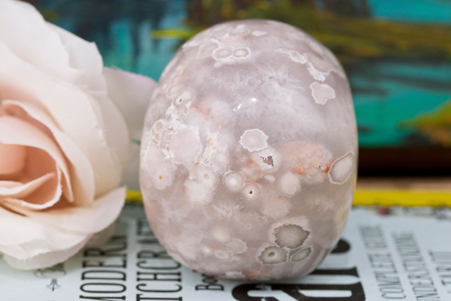 Flower Agate x Quartz | Skull