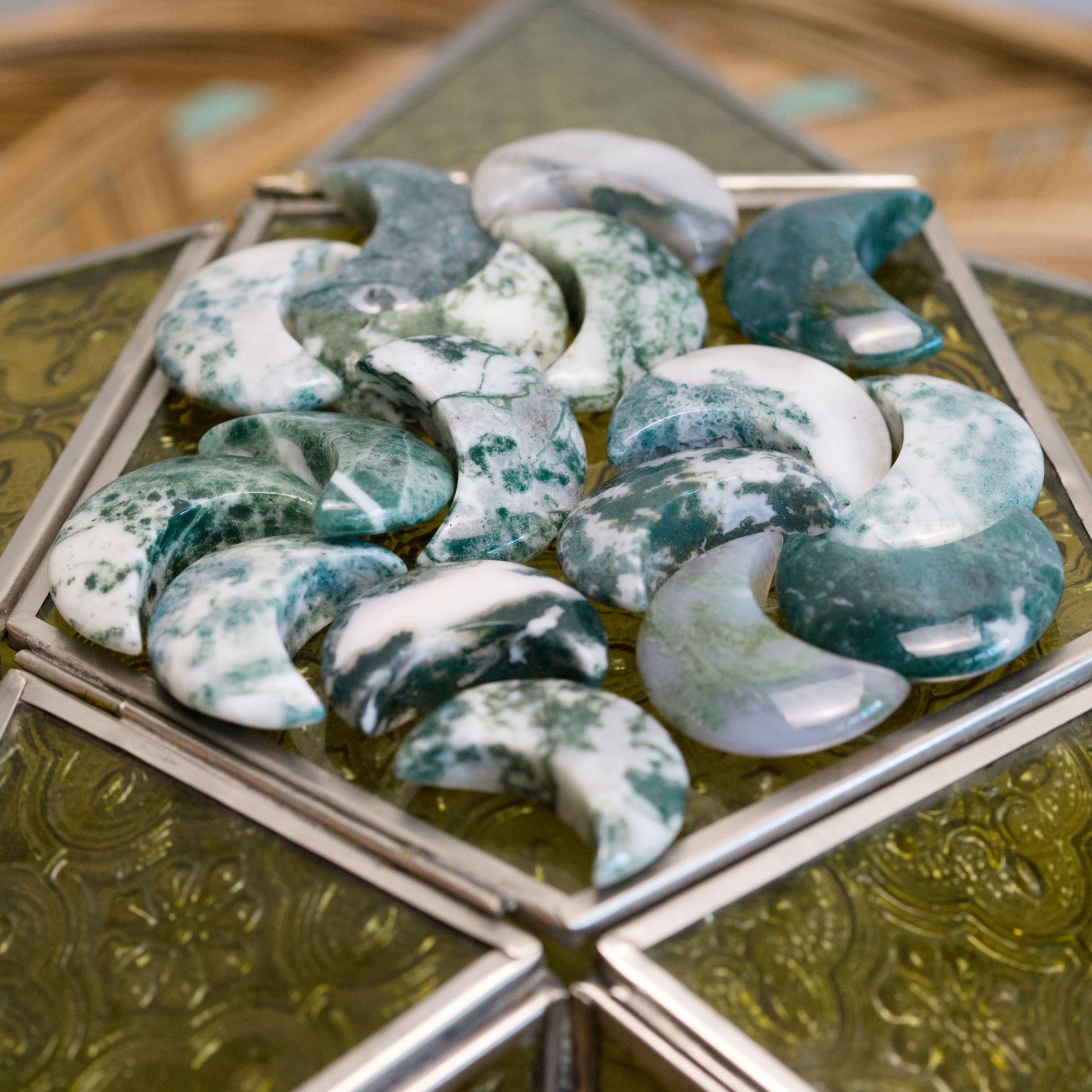 Moss Agate Mini Moons