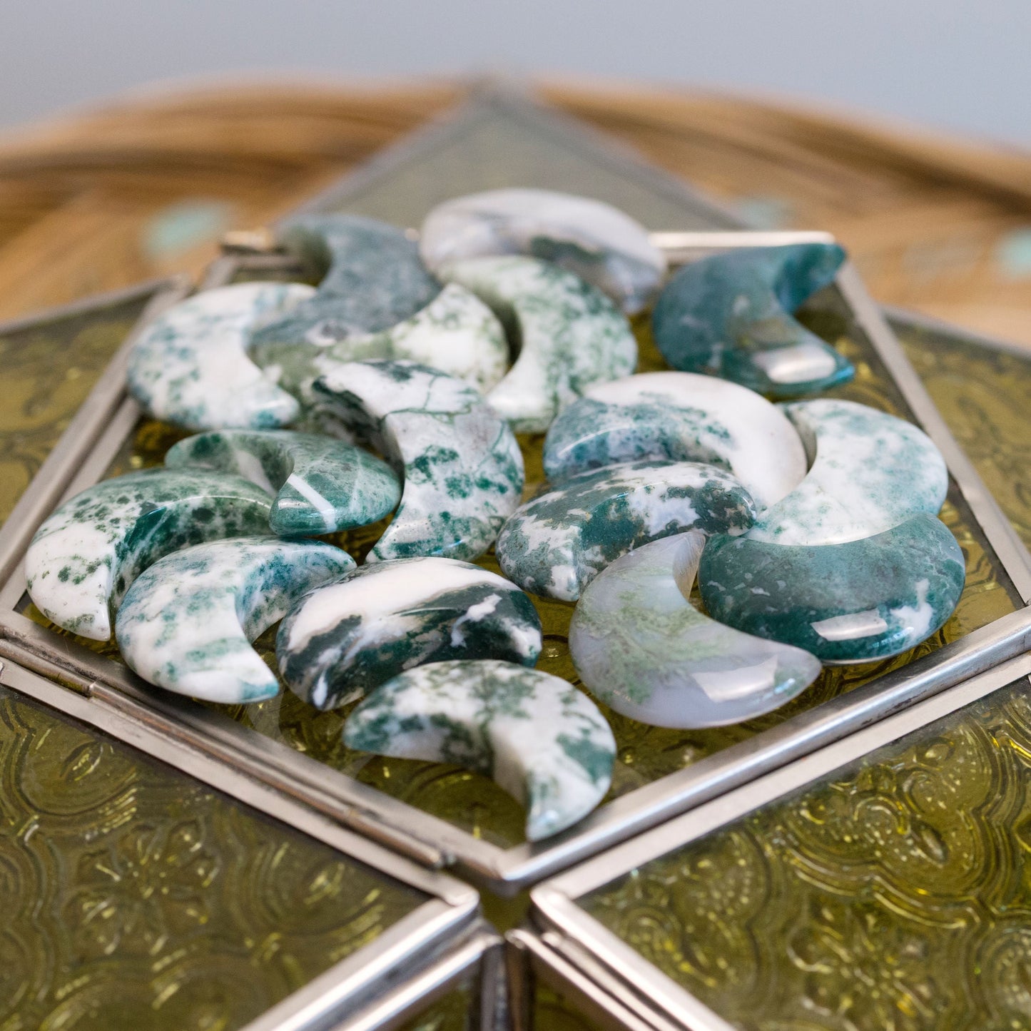 Moss Agate Mini Moons