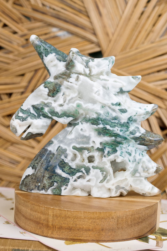 Moss Agate | Free-Standing Unicorn
