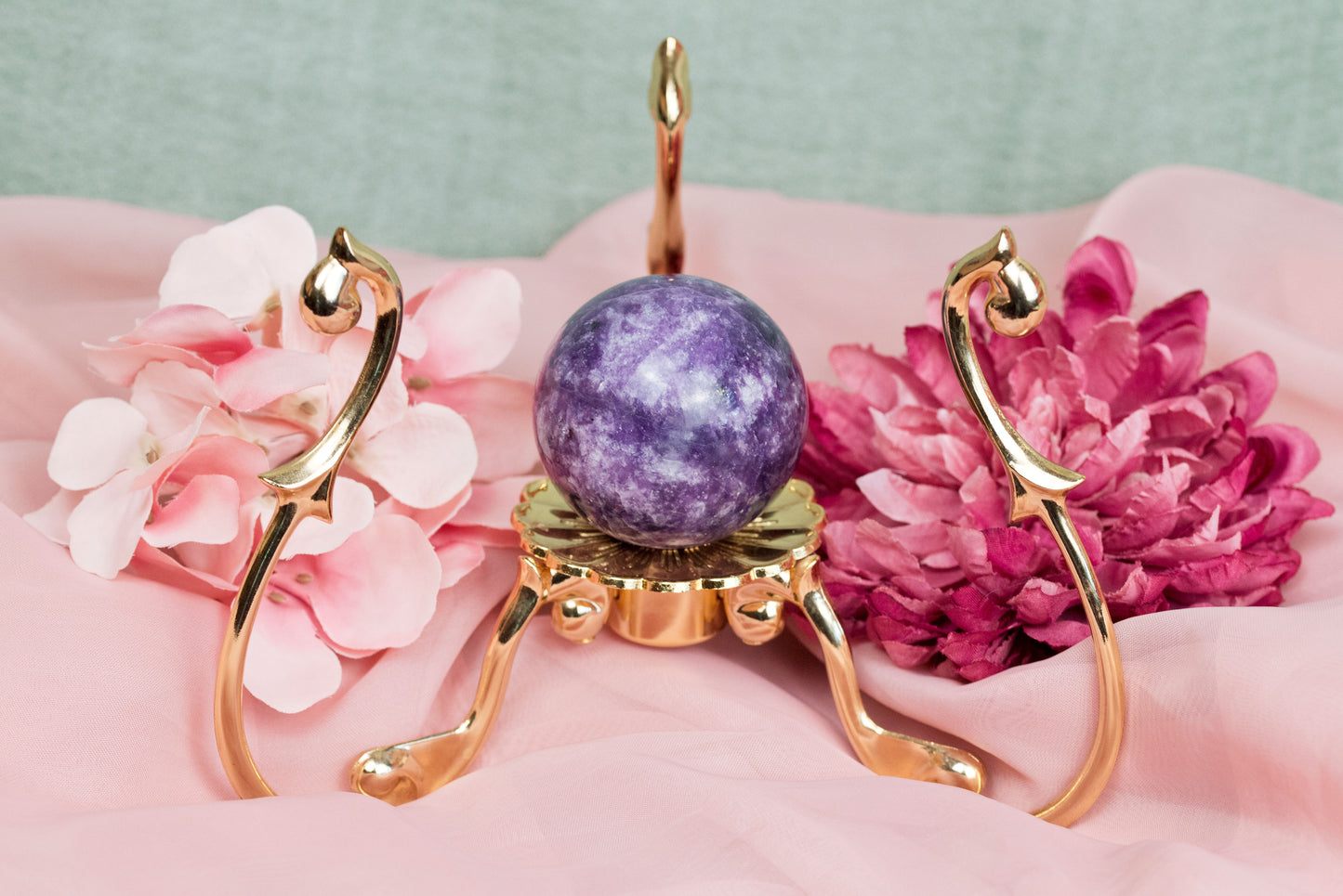 Lepidolite | Sphere w/Gold Stand