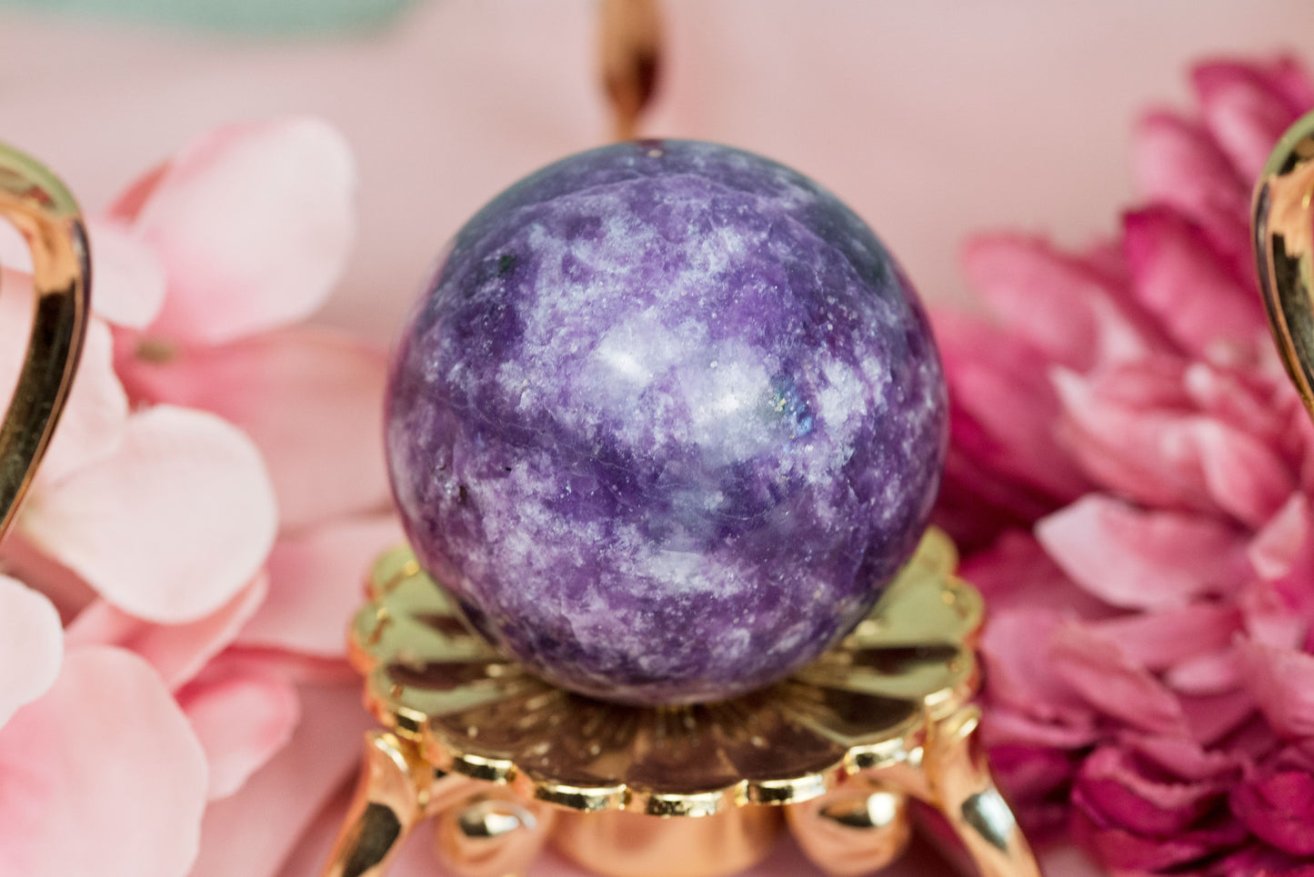 Lepidolite | Sphere w/Gold Stand