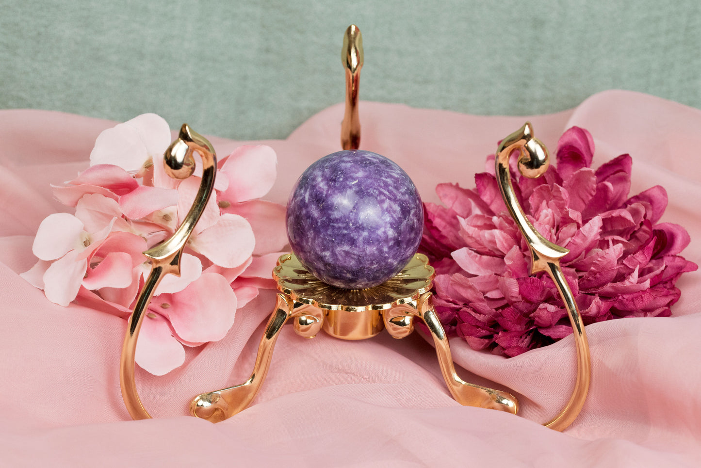 Lepidolite | Sphere w/Gold Stand