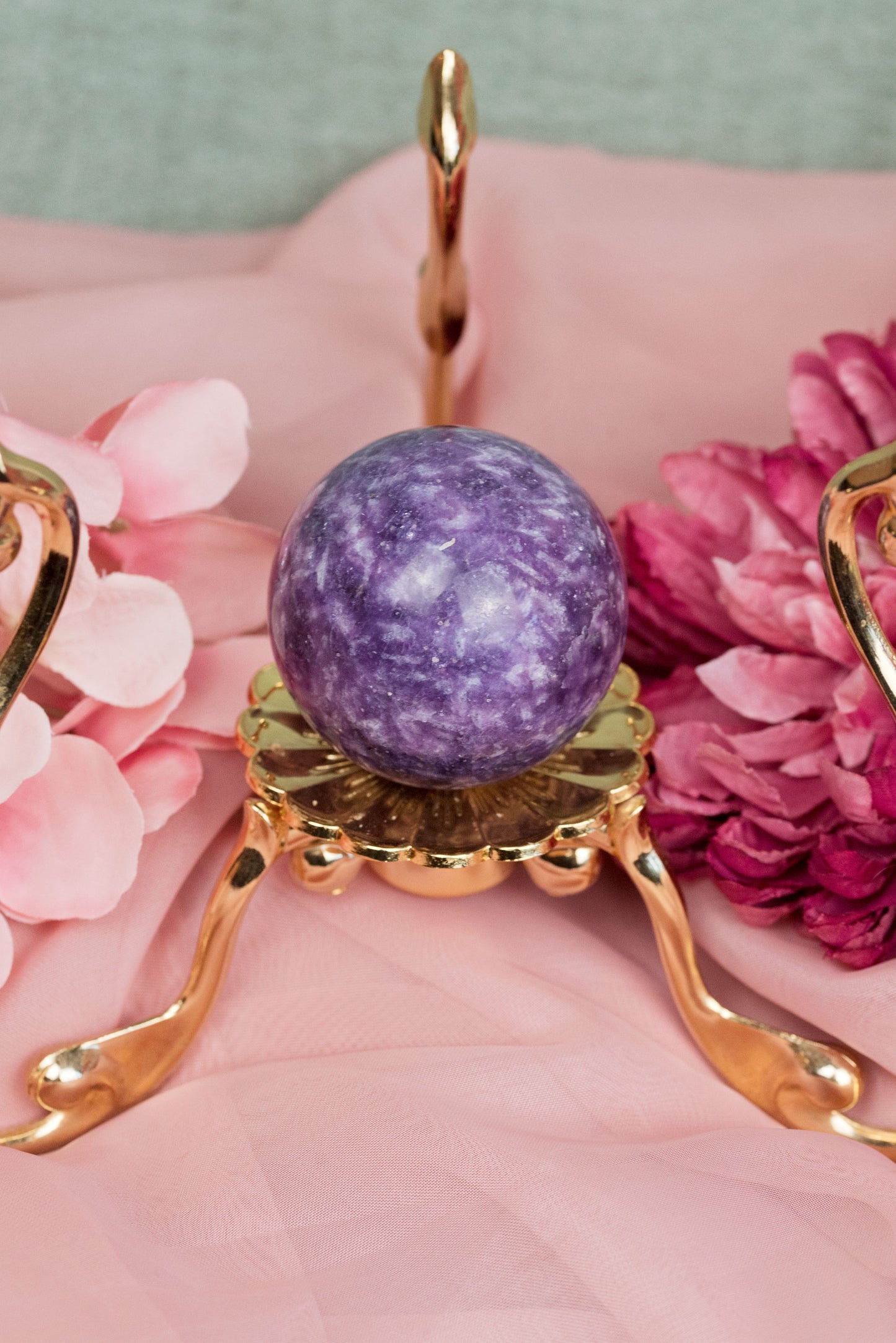 Lepidolite | Sphere w/Gold Stand