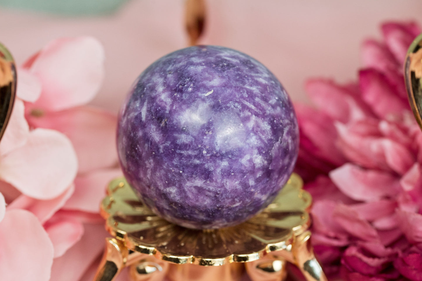 Lepidolite | Sphere w/Gold Stand
