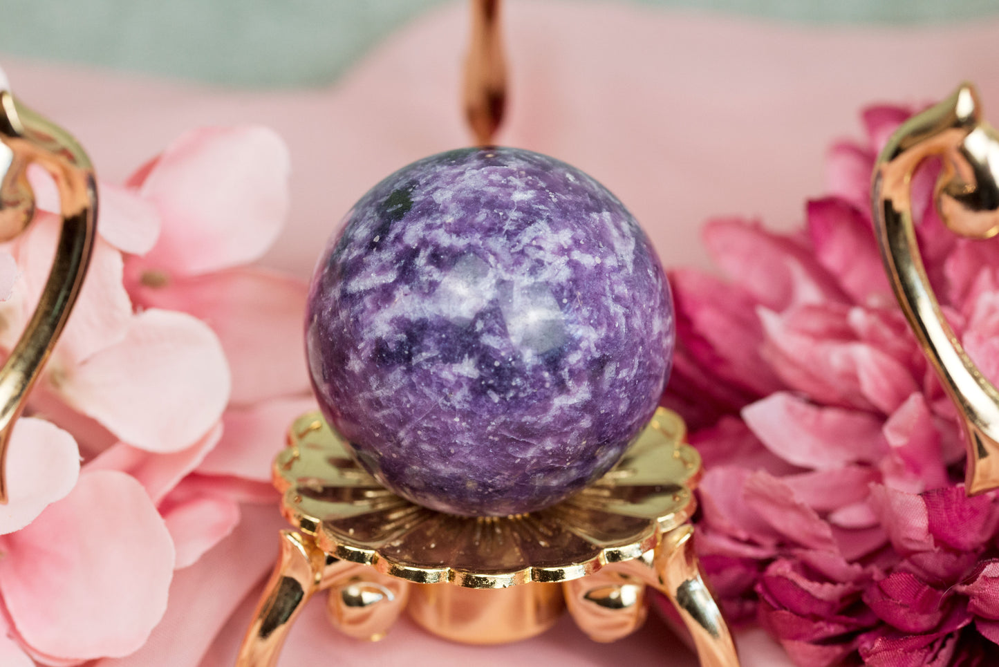 Lepidolite | Sphere w/Gold Stand
