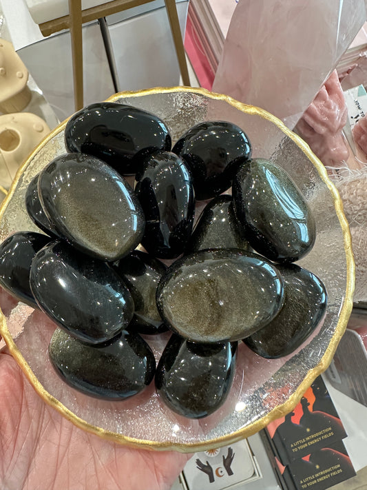 Gold-Sheen Obsidian | L Tumbles