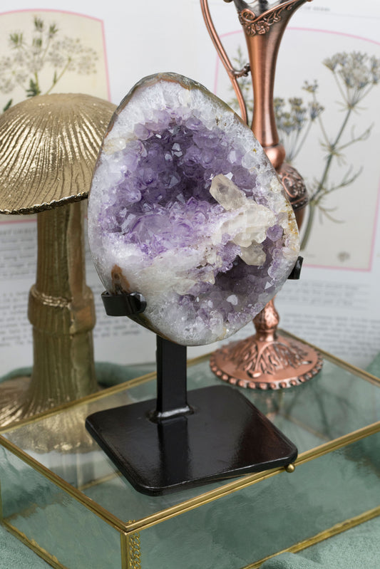 Amethyst X Calcite | Half Geode
