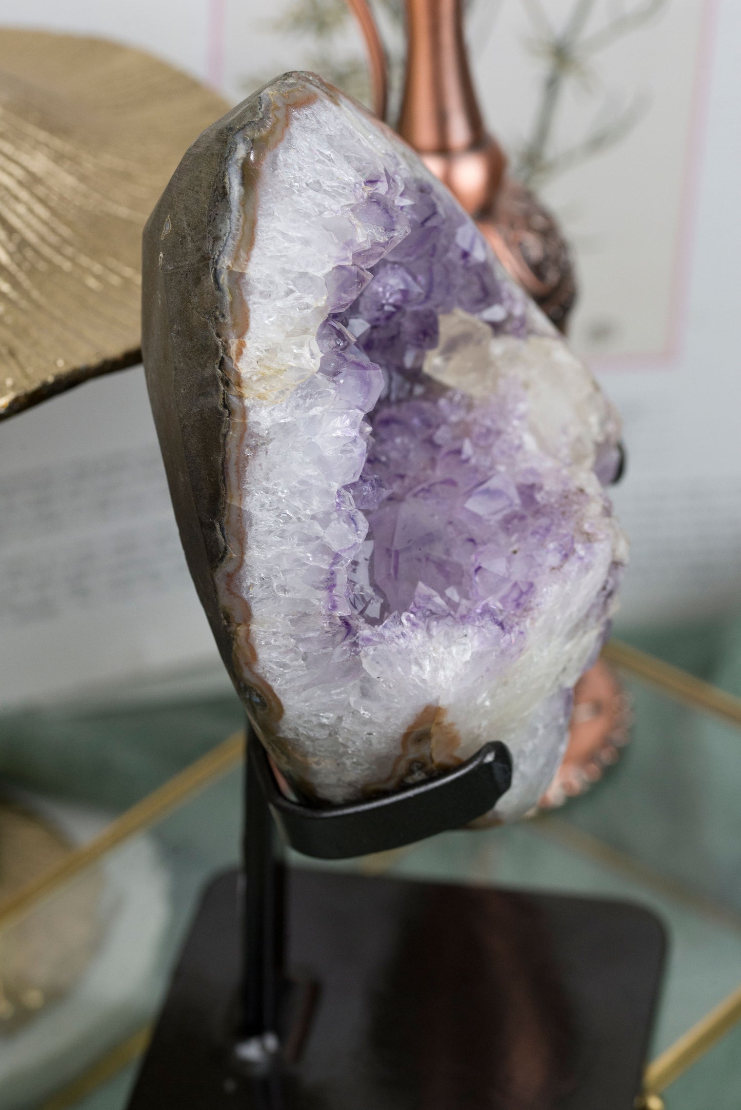 Amethyst X Calcite | Half Geode