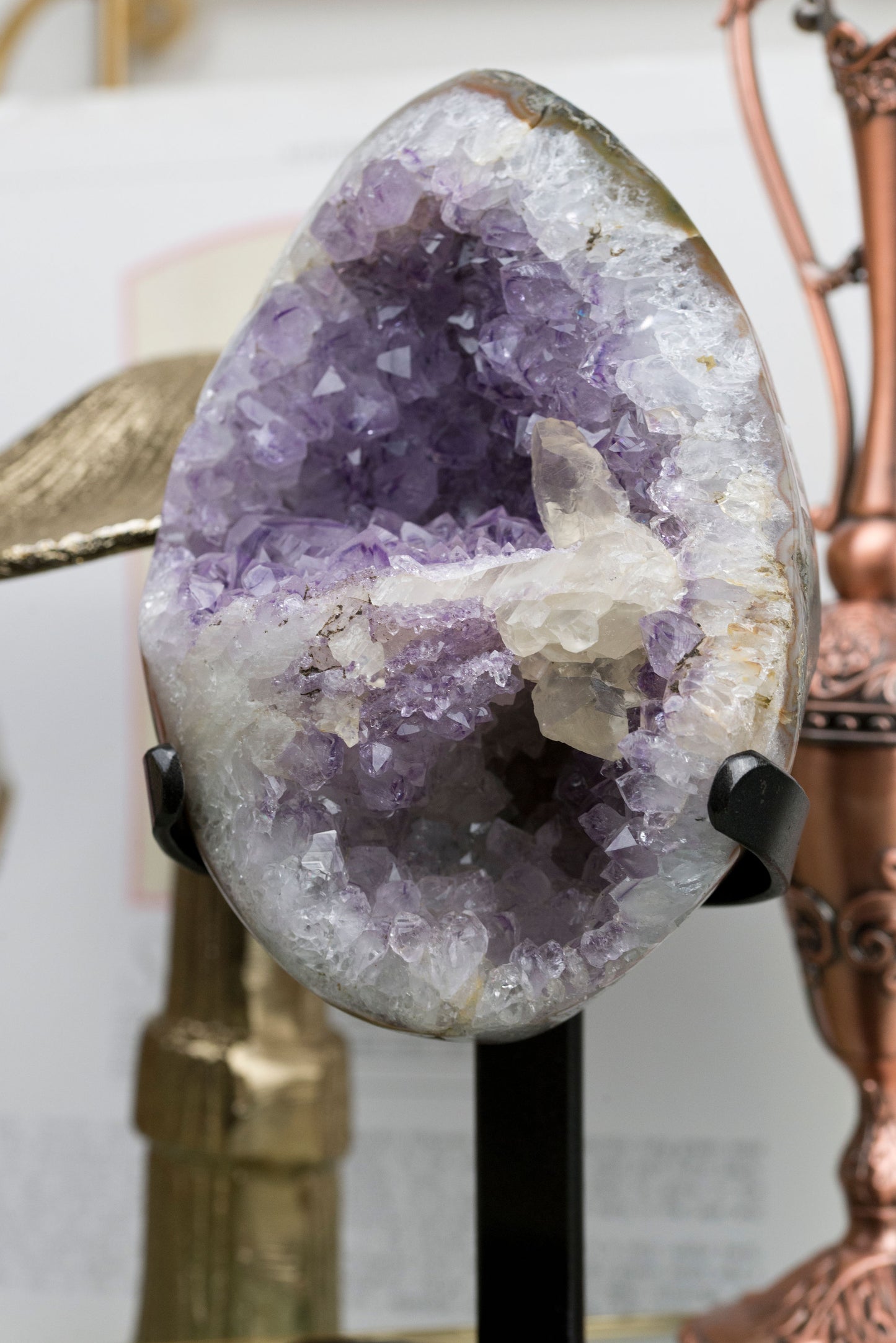 Amethyst X Calcite | Half Geode