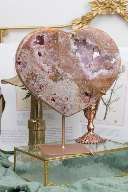 Pink Amethyst | XL Druzy Heart