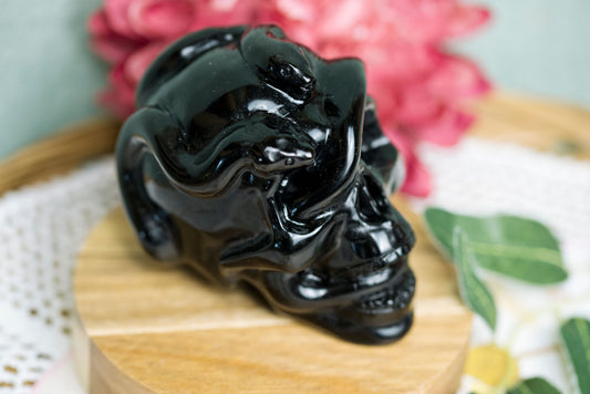 Black Obsidian Serpent Skull