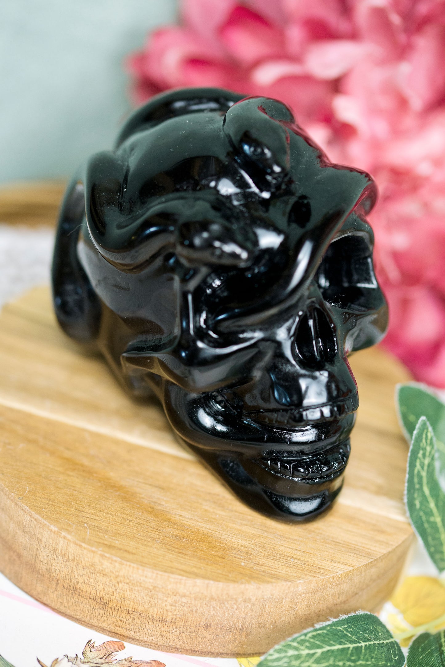 Black Obsidian Serpent Skull