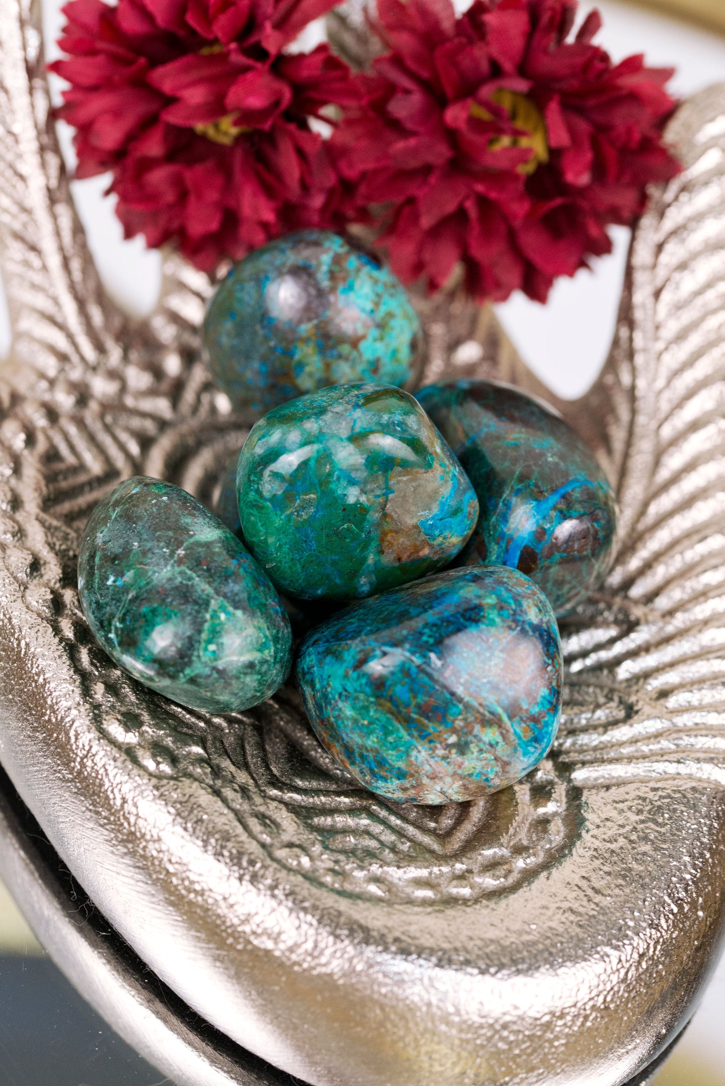 Chrysocolla X Malachite Tumbles