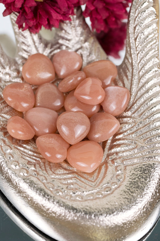 Peach Moonstone Mini Hearts