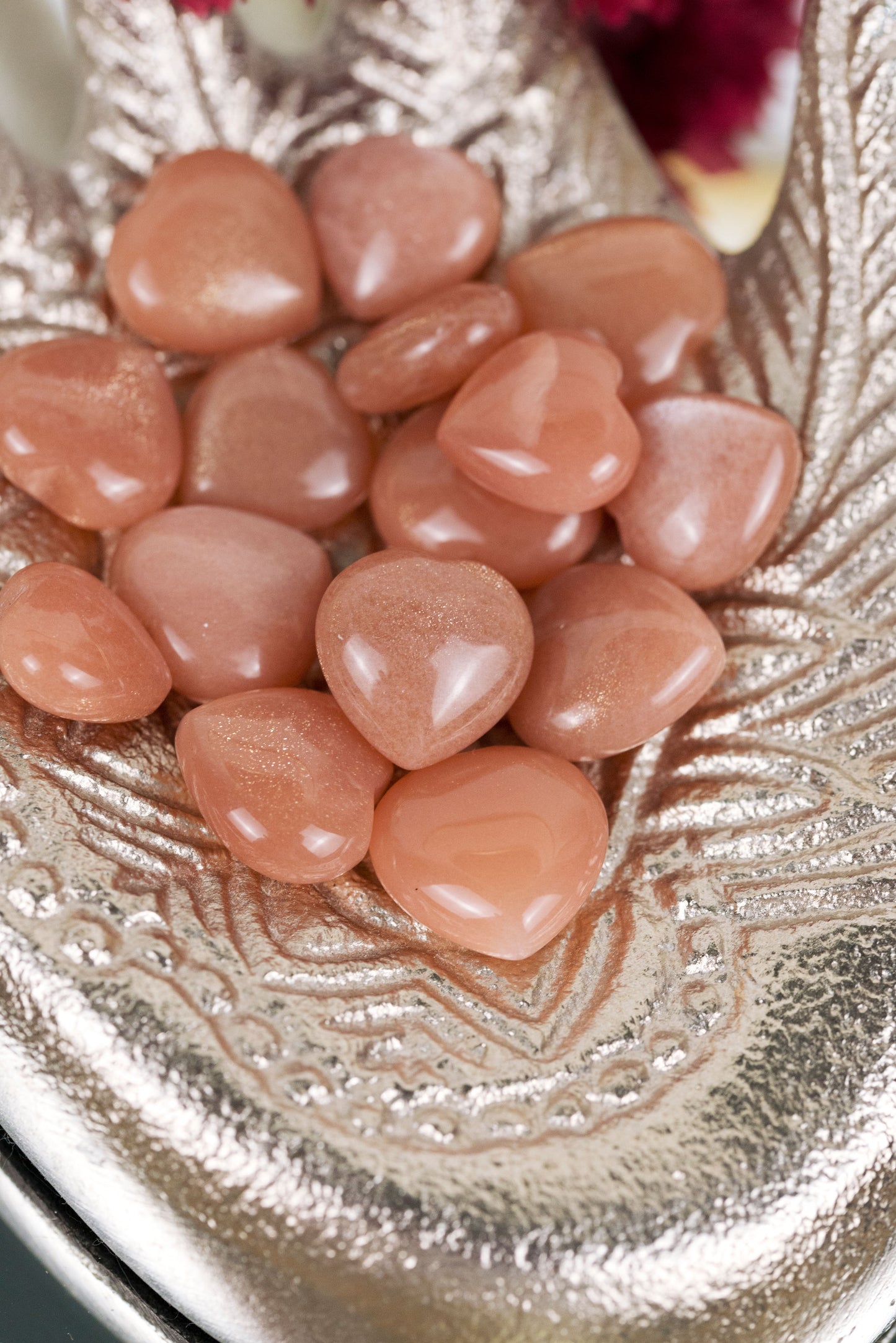 Peach Moonstone Mini Hearts