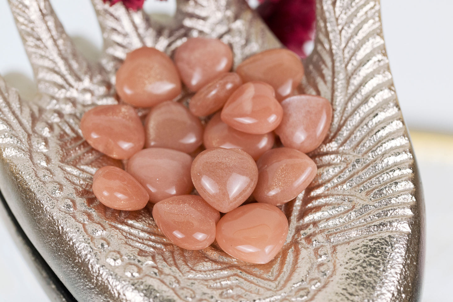 Peach Moonstone Mini Hearts