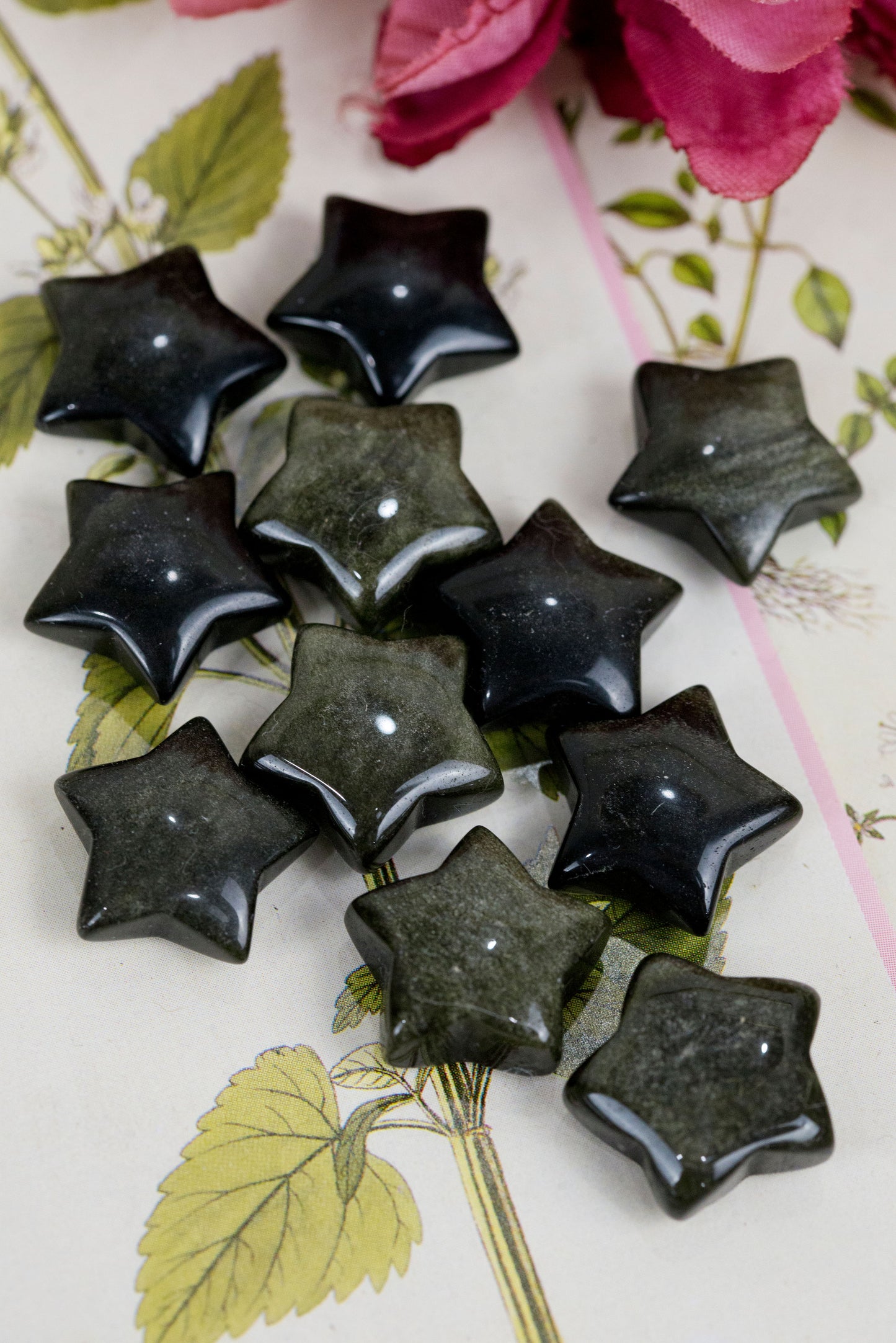 Gold-Sheen Obsidian Mini Stars