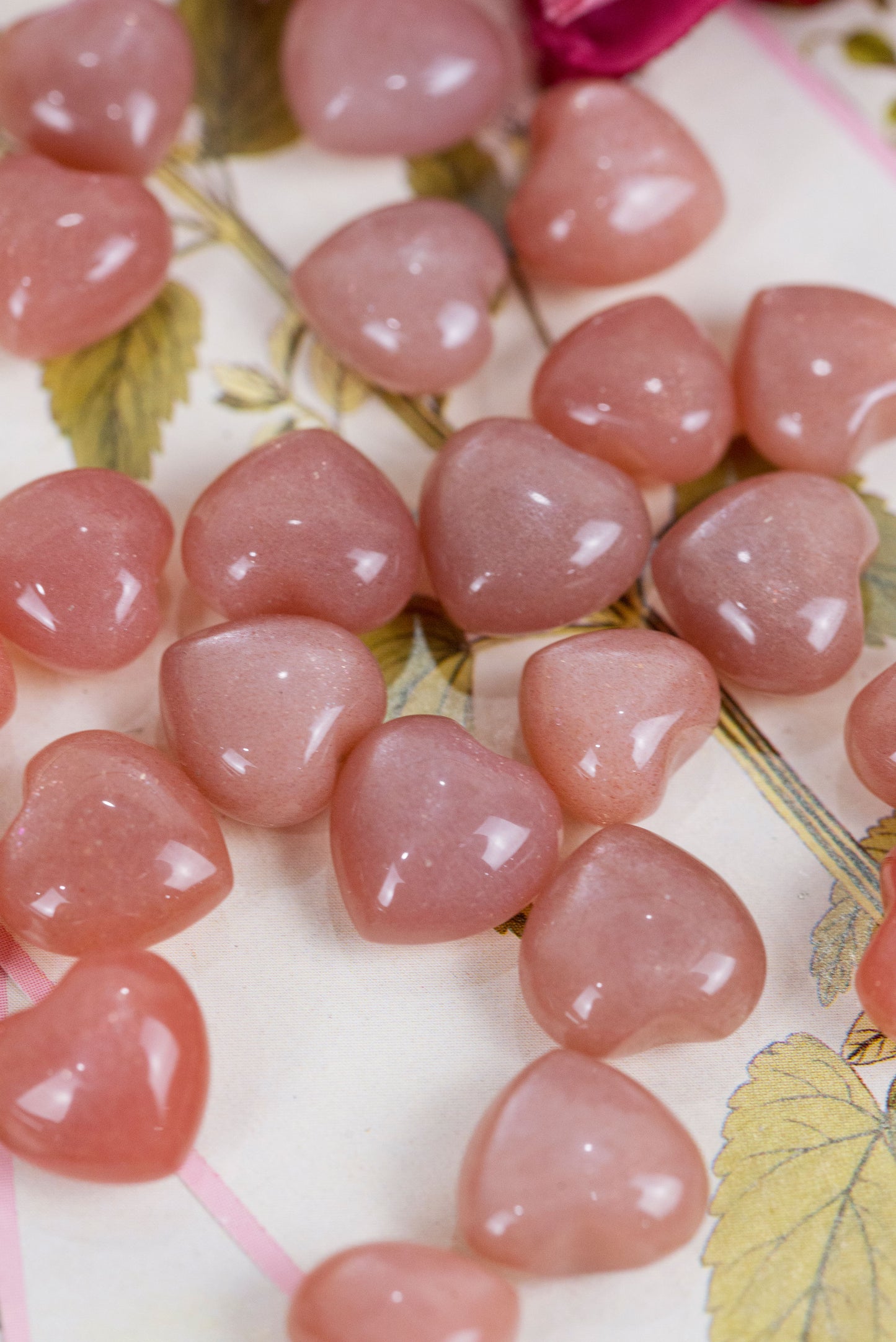 Peach Moonstone Puffy Hearts