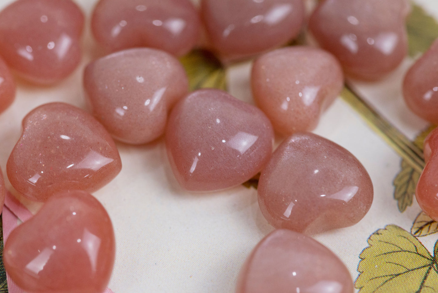 Peach Moonstone Puffy Hearts