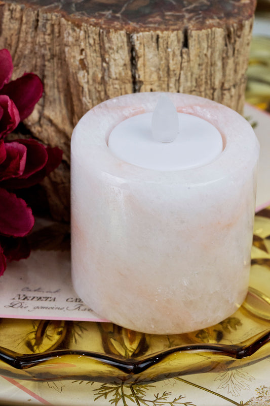 Pink Calcite Tea-Light Holder