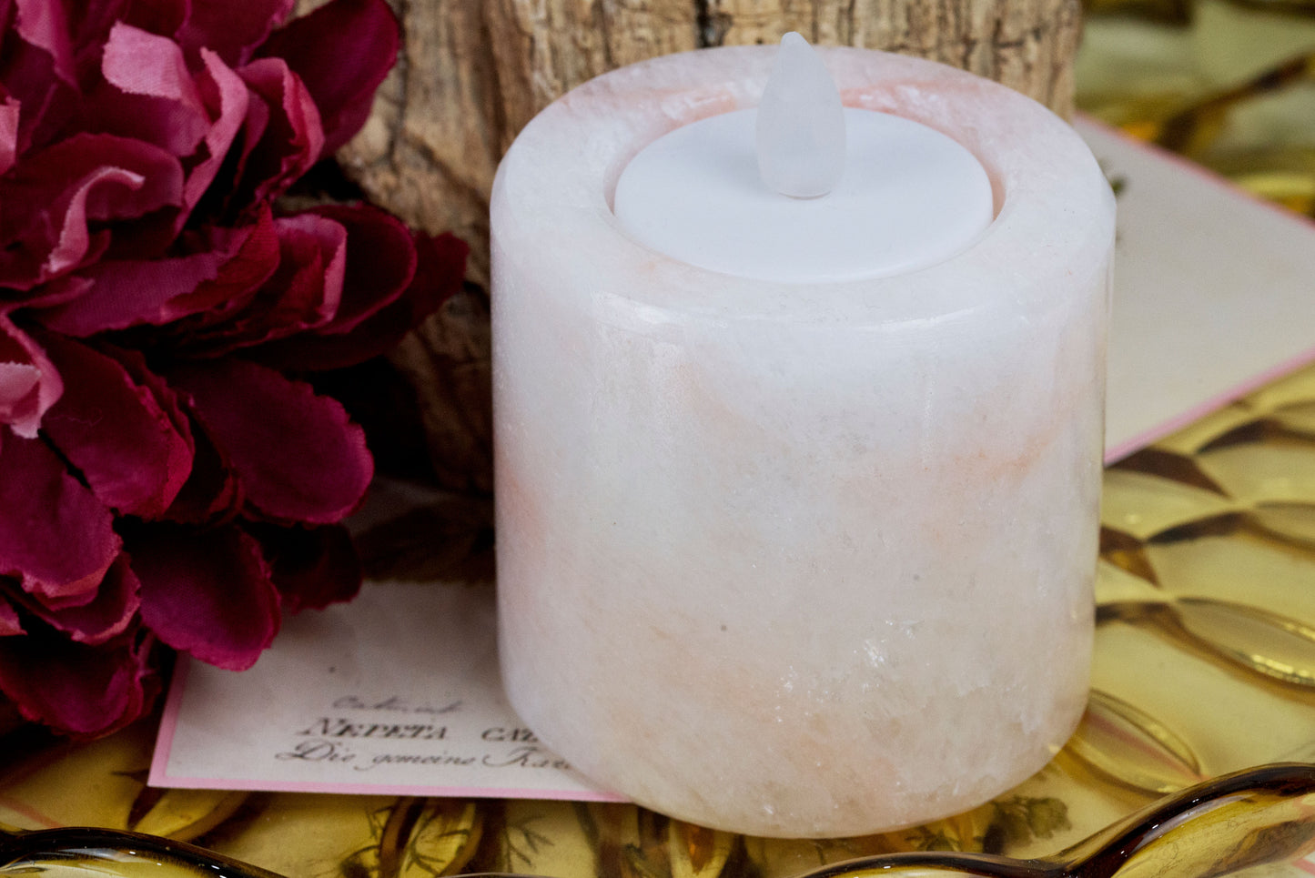 Pink Calcite Tea-Light Holder