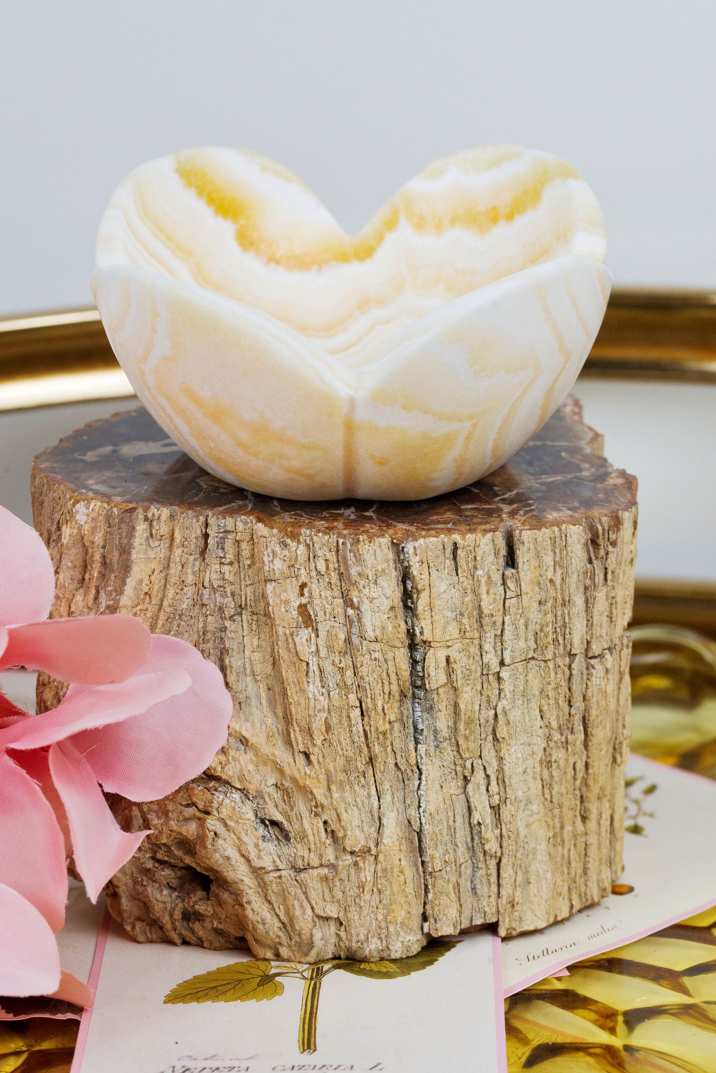 Orange Calcite Flower Bowl