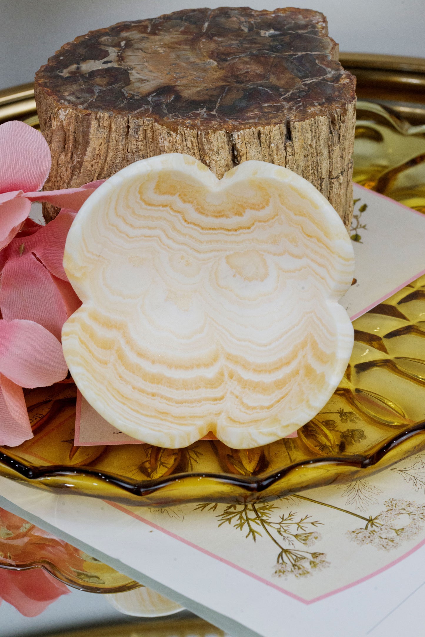 Orange Calcite Flower Bowl