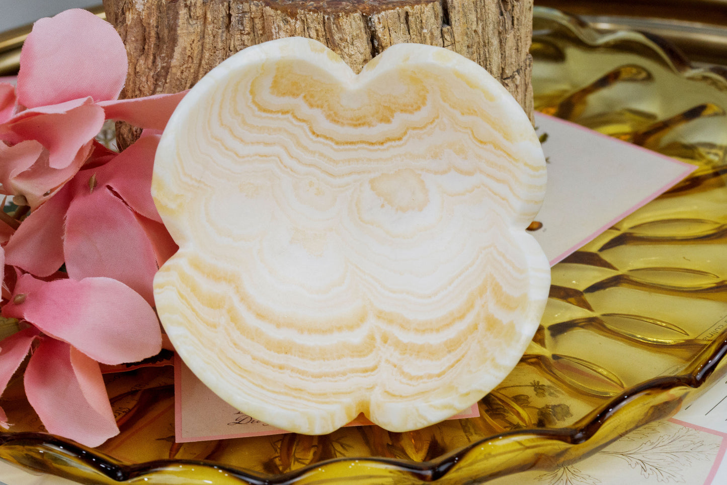 Orange Calcite Flower Bowl