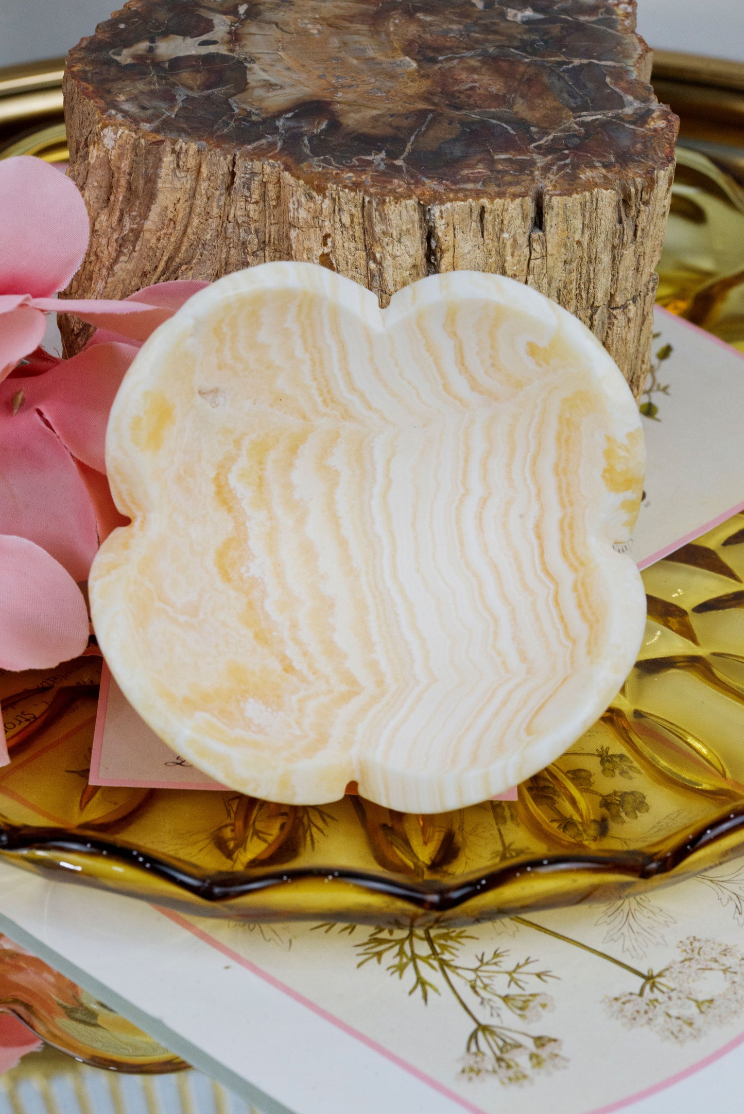 Orange Calcite Flower Bowl