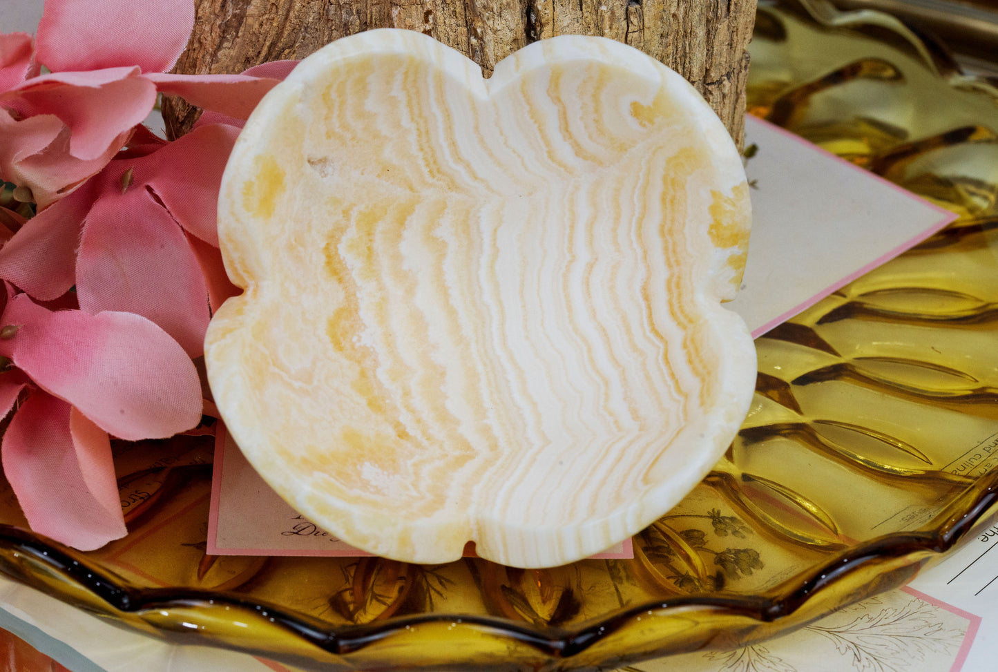 Orange Calcite Flower Bowl