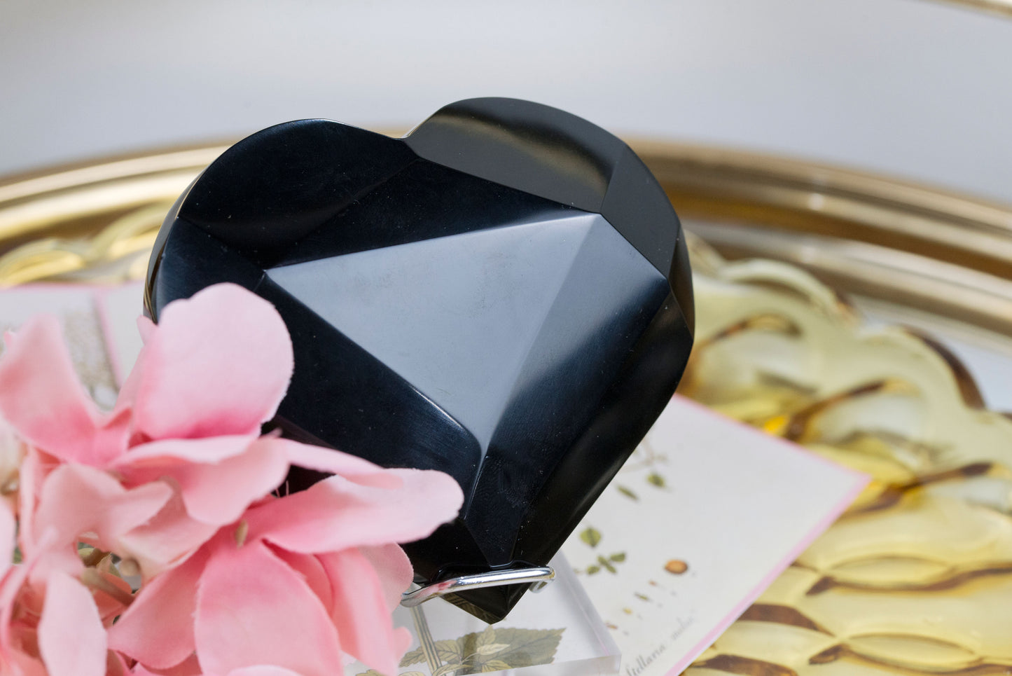 Black Obsidian Faceted Heart