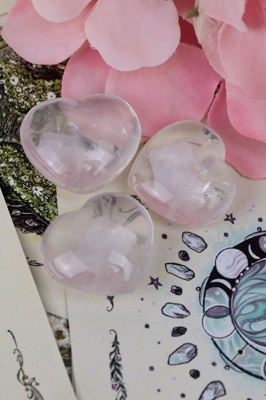 Clear Quartz Puffy Hearts