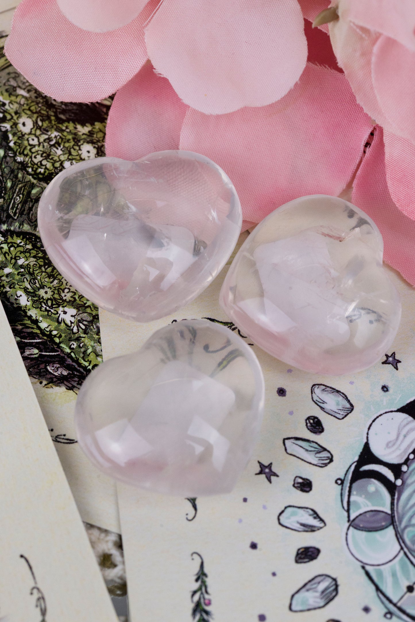 Clear Quartz Puffy Hearts