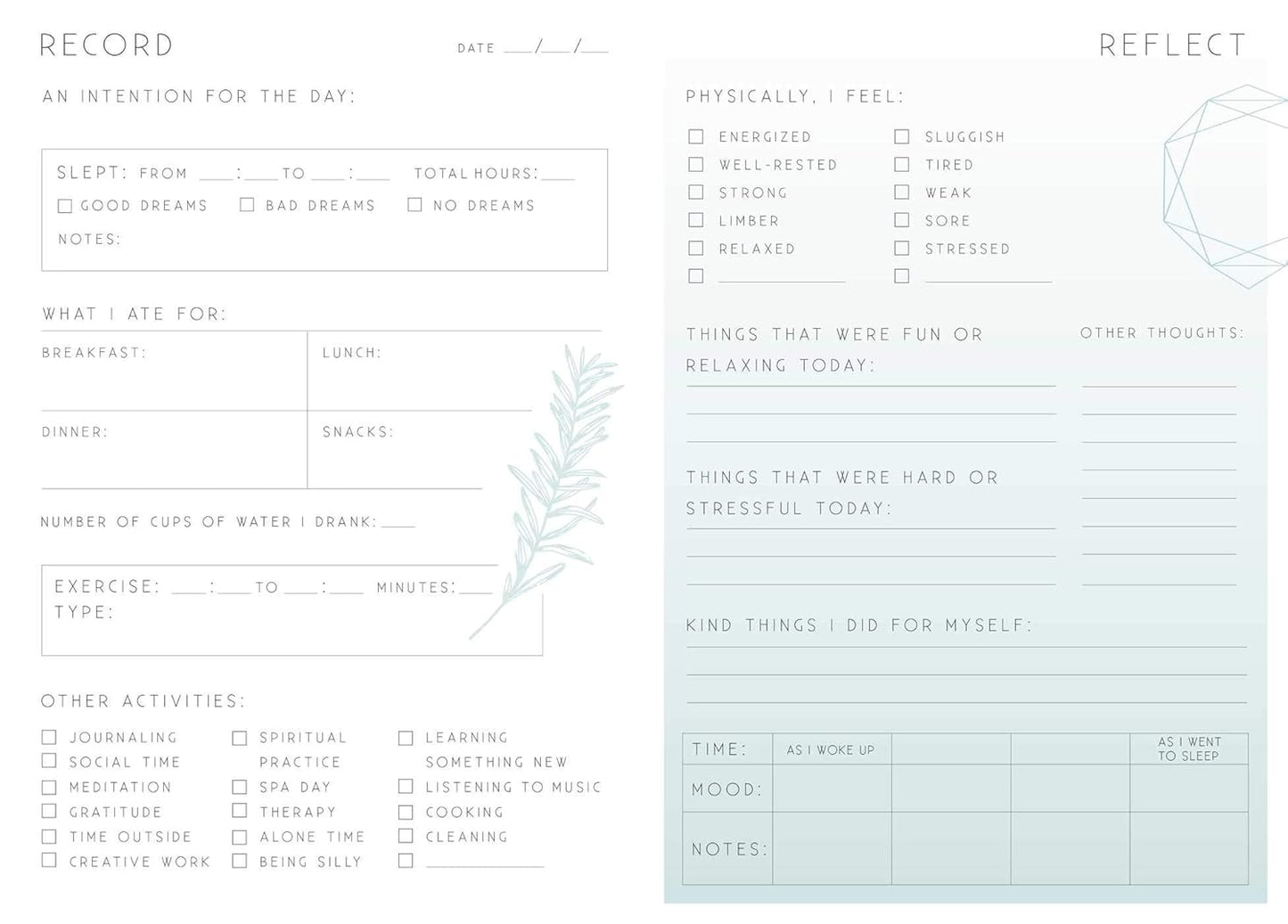Self-Care | A Day & Night Reflection Journal