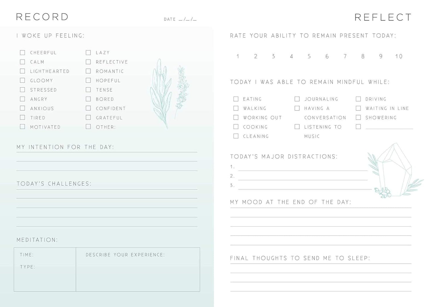 Mindfulness | A Day & Night Reflection Journal