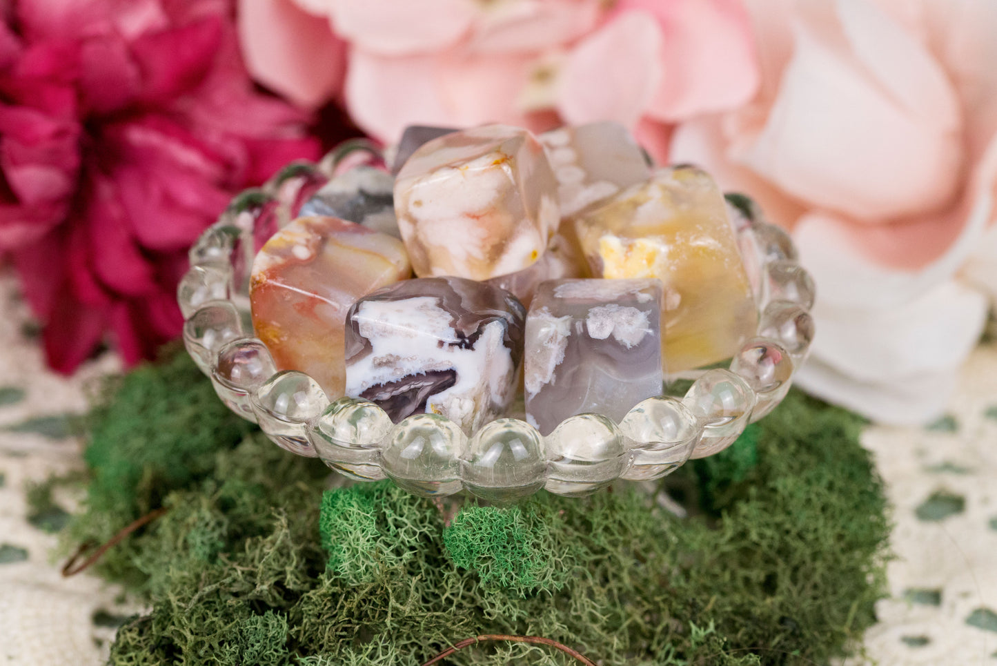 Flower Agate Cubes