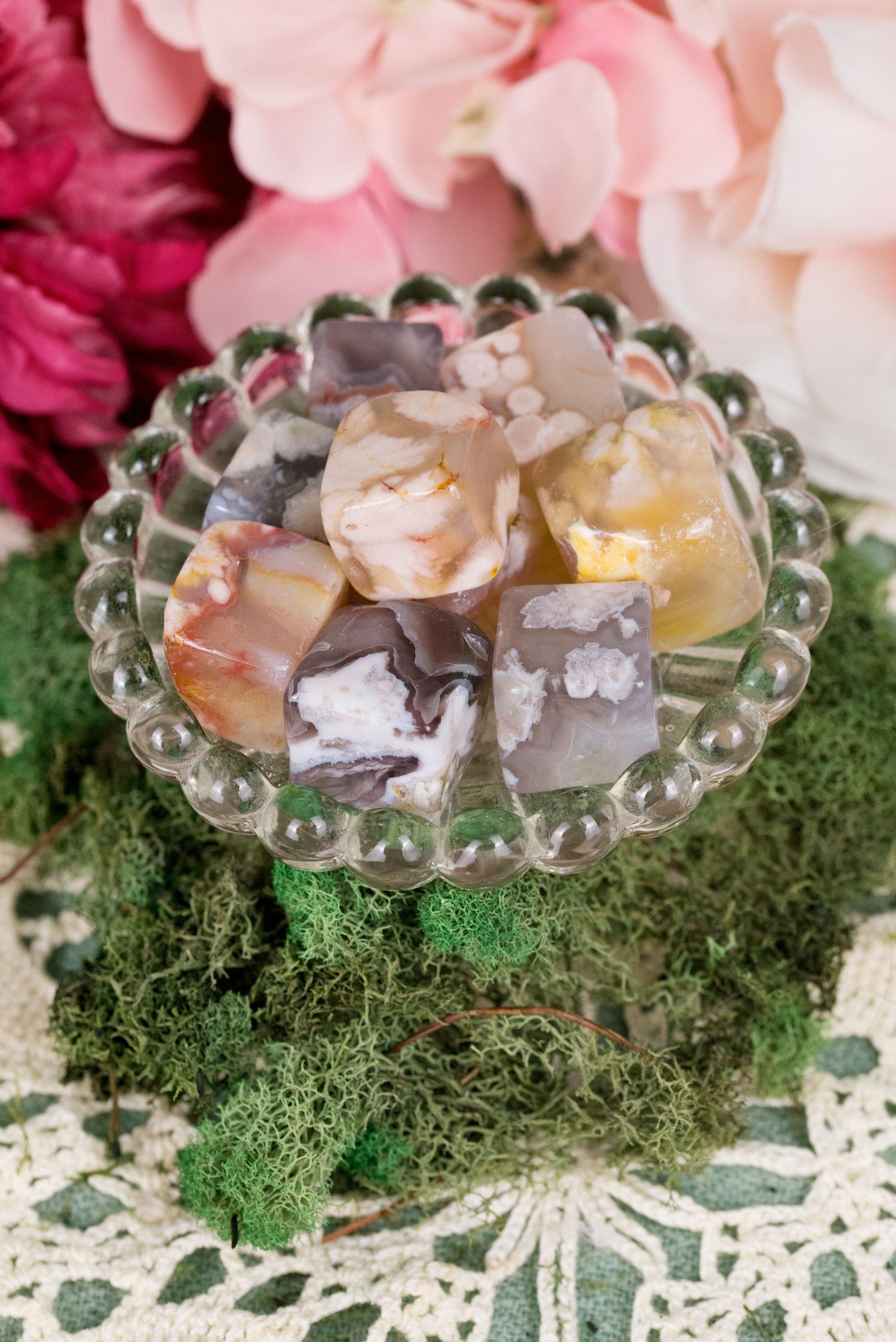 Flower Agate Cubes